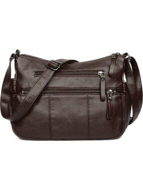 Women's Chocolate Soft PU Leather Shoulder Bag Crossbody Purse Pocketbooks
